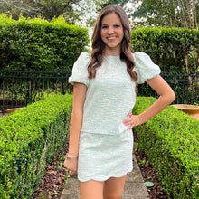 Load image into Gallery viewer, Tillie Top 2.0- Beach Glass Blue Jacquard