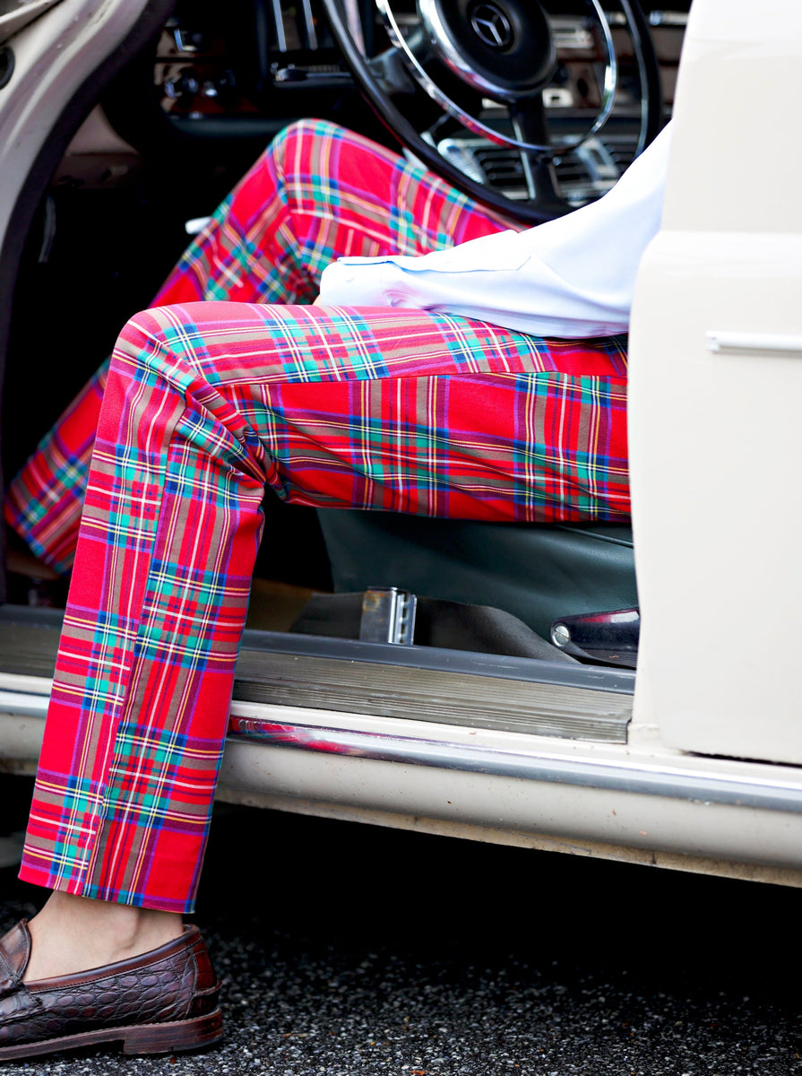 Mens tartan plaid dress on sale pants