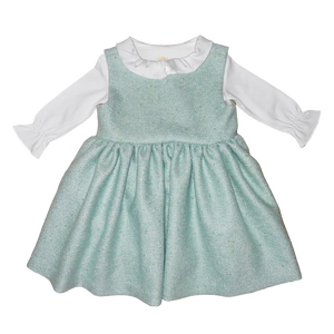 Anna Twirl Dress- Beach Glass Blue Brown Bowen and Company Anna Twirl Dress- Beach Glass Blue Brown Bowen and Company