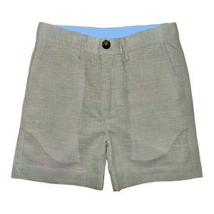 Sweetgrass Shorts - Kiawah Khaki Houndstooth Linen