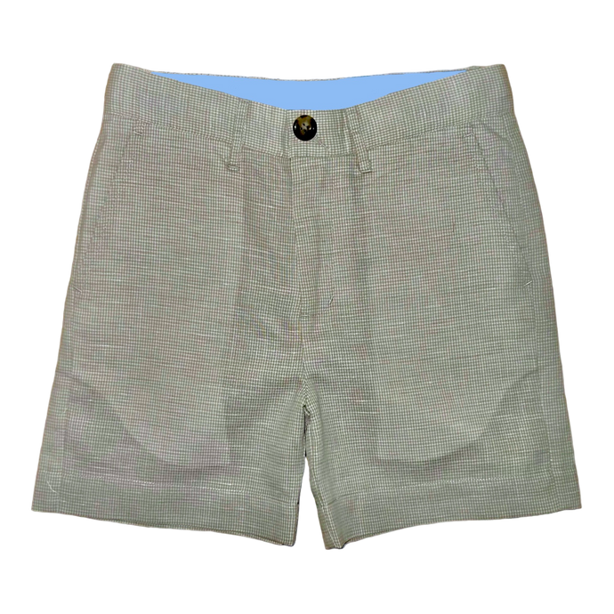 Sweetgrass Shorts - Kiawah Khaki Houndstooth Linen