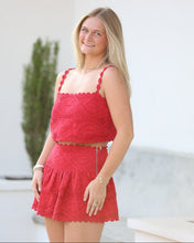 Load image into Gallery viewer, Woman wearing a red dress with a white background