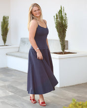 Load image into Gallery viewer, Cierra Mixed Media Drop Waist Midi Dress