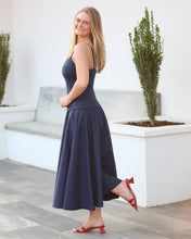 Load image into Gallery viewer, Cierra Mixed Media Drop Waist Midi Dress