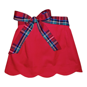 Seabrook Island Scalloped Skirt- Rutledge Red Corduroy