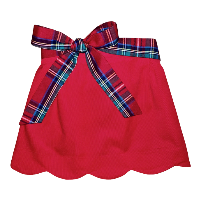 Seabrook Island Scalloped Skirt- Rutledge Red Corduroy