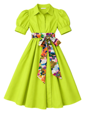 Load image into Gallery viewer, Lauren Midi Dress- Charles Town Chartreuse
