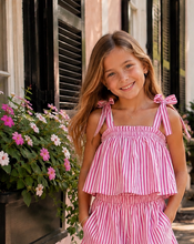 Load image into Gallery viewer, Magnolia Top (Girls) – Palm Beach Pink Stripe