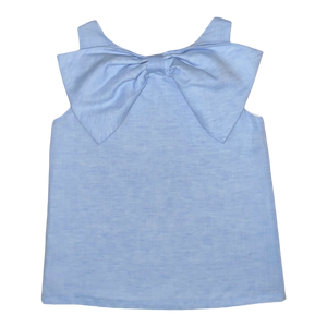Lolli Bow Back Top – Bluffton Blue Linen