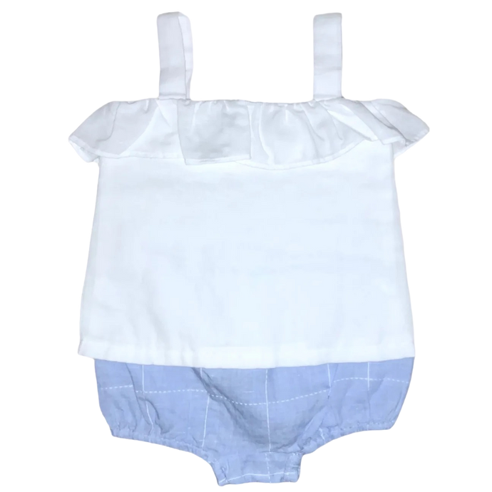 Millie Ruffle Bloomer Set – Palmetto Bluff Blue Linen