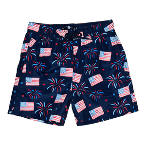 Sullivan Swim Shorts (Boys) - Flags & Fireworks