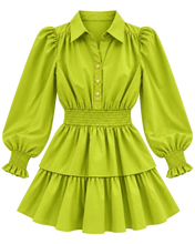 Load image into Gallery viewer, Caroline Dress- Charles Town Chartreuse