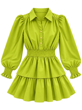 Load image into Gallery viewer, Girls Caroline Dress- Charles Town Chartreuse