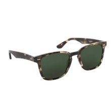 Load image into Gallery viewer, Sunglasses with tortoiseshell frame and dark lenses on a white background