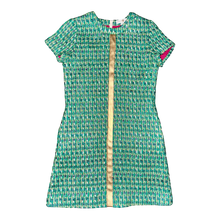 Load image into Gallery viewer, Women&#39;s Mimi Dress- Emerald Isle Bouclé Tweed with Gold Stripe