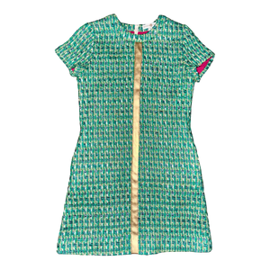 Women's Mimi Dress- Emerald Isle Bouclé Tweed with Gold Stripe