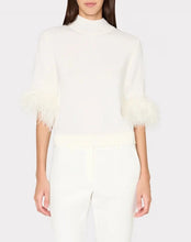 Load image into Gallery viewer, Cream Short Sleeve Feather Mockneck