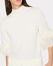Load image into Gallery viewer, Cream Short Sleeve Feather Mockneck