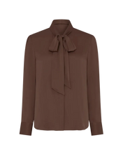 Load image into Gallery viewer, Tie Neck Silk Blouse
