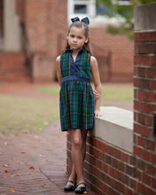 Load image into Gallery viewer, Eliza Dress- Henderson Hunting Tartan w/ Nantucket Navy Velvet