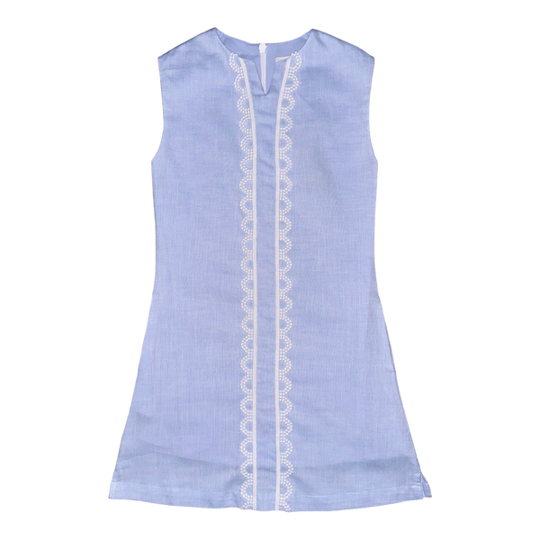 Belle Shift Dress – Bluffton Blue Linen – Brown Bowen and Company
