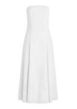 Load image into Gallery viewer, White strapless dress on a white background