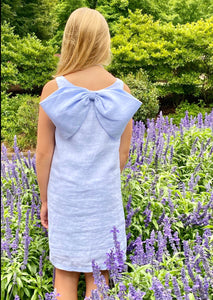 Lolli Bow Back Dress – Bluffton Blue Linen